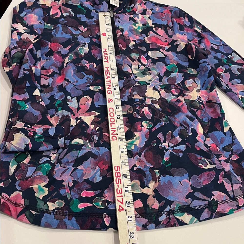 NWT Talbots Navy and Pink Floral Quarter-Zip Pullover. Size Petite Small - Picture 12 of 15